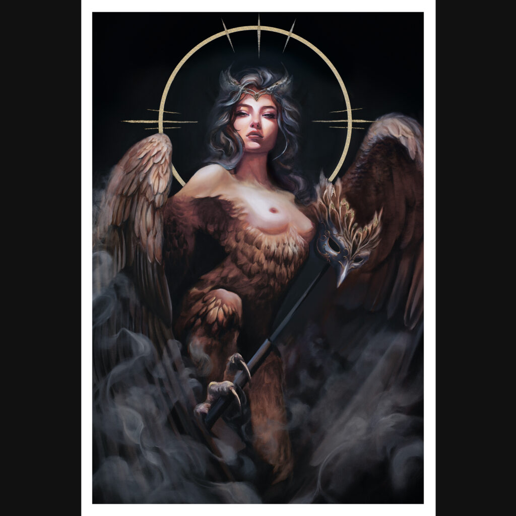 “Harpy” Oil painting on canvas with gilding